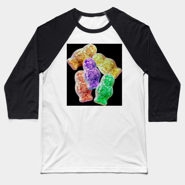 Jelly babies sweets on a black background. Baseball T-Shirt by victorhabbick